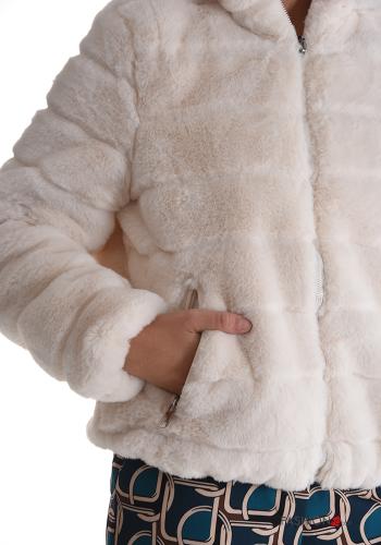 Giacca reversibile pelliccia sintetica con zip con tasche con cappuccio - ph 4