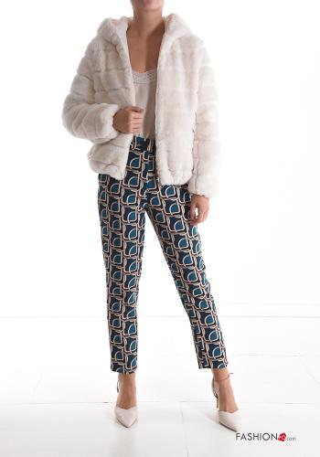 Giacca reversibile pelliccia sintetica con zip con tasche con cappuccio - ph 6