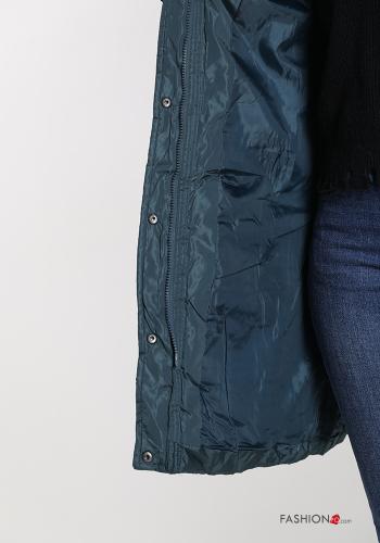 Puffer Jacket with pockets with faux fur with hood with zip with belt - ph 5