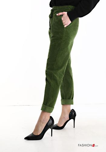 Pantalone in Cotone in velluto con tasche con fiocco - ph 3
