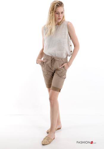 Bermuda in Cotone Fantasia righe con tasche con fiocco - ph 5