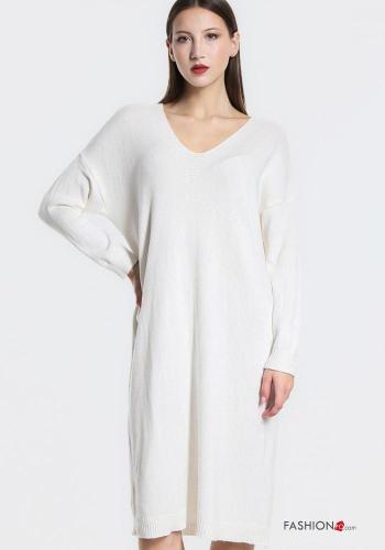 long sleeve knee-length Dress with v-neck