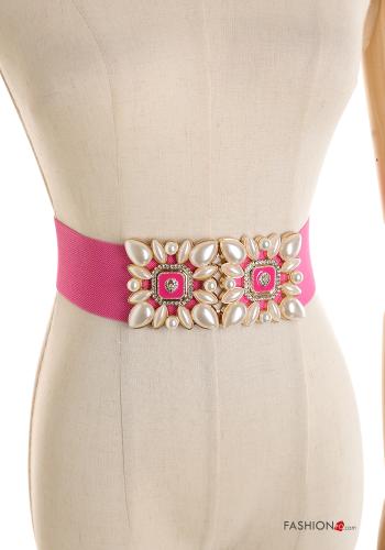 Cintura con elastico con perle con strass - ph 4
