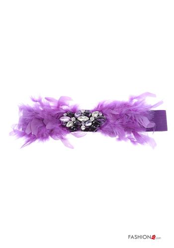 Cintura con piume con elastico con bottoni con strass - ph 1