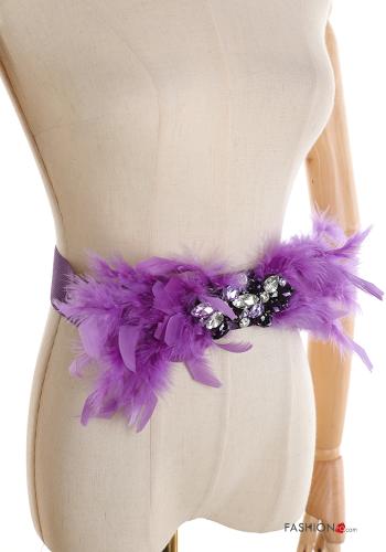 Cintura con piume con elastico con bottoni con strass - ph 4