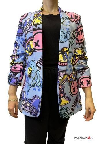Blazer imprimé avec doublure manches à trois-quarts - ph 1