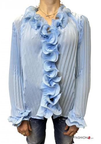 pleated Blouse with v-neck