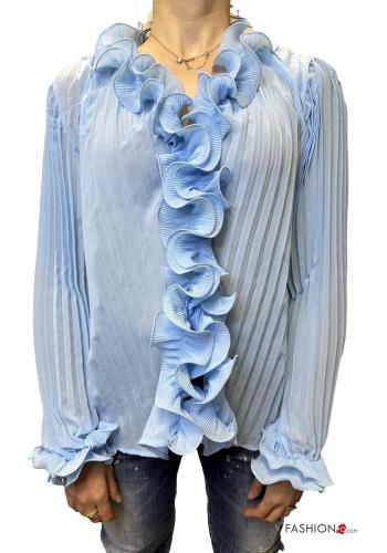 plissiert Bluse mit V-Ausschnitt - ph 1