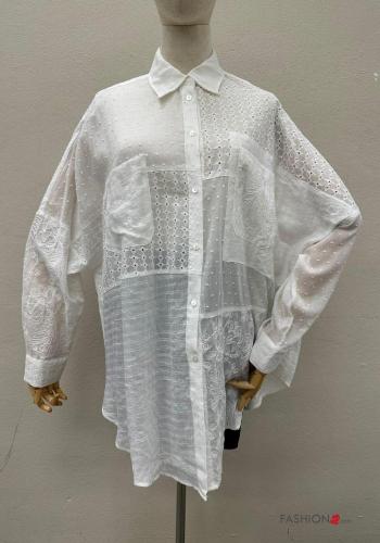 Embroidered Shirt with pockets broderie anglaise