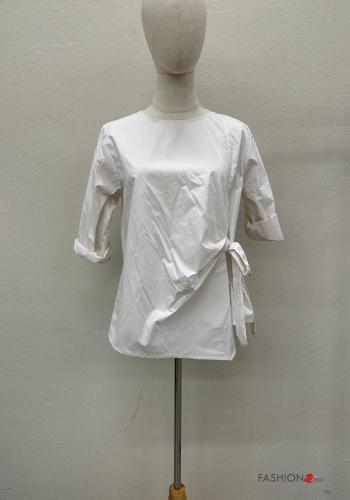 Cotton Blouse with bow 3/4 sleeve