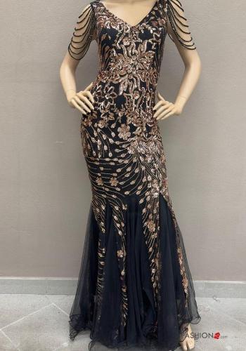 Abito tulle Fantasia jacquard con paillettes - ph 1