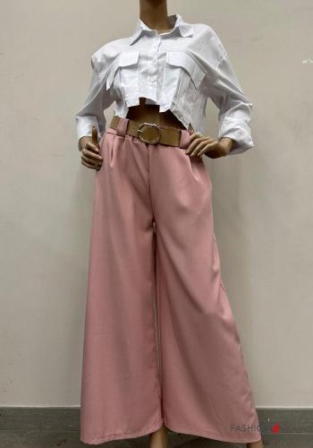 wide leg Hose mit Gürtel mit Taschen - ph 1