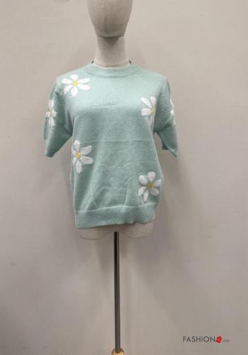 Floral short sleeve crew neck Sweater - ph 1