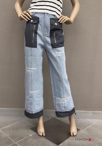 Jeans in Cotone con coulisse con tasche con zip