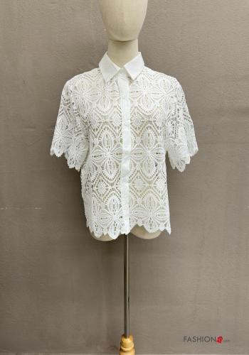 Camicia maniche corte con colletto Fantasia ricamata con bottoni - ph 1