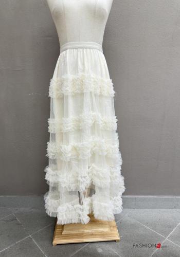tulle long Skirt with flounces with elastic