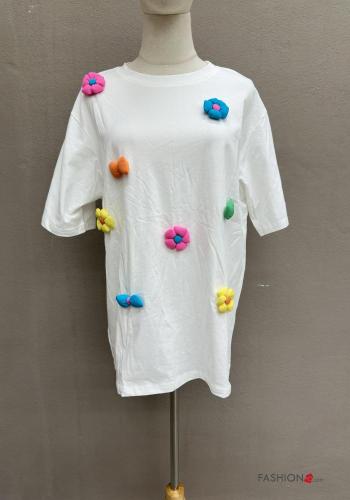 T-shirt in Cotone maniche corte girocollo Fantasia floreale - ph 1
