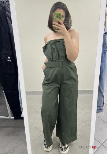 Jumpsuit in Cotone senza maniche con elastico con cintura con tasche