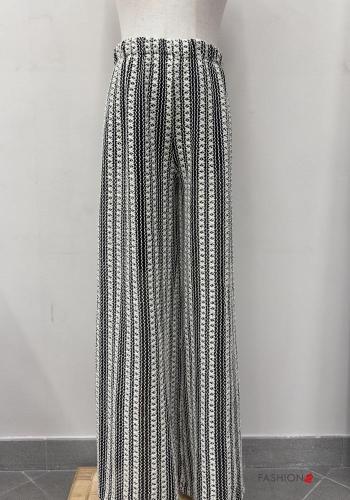 Besticktes Muster lange Hose aus Baumwolle mit gummizug - ph 1