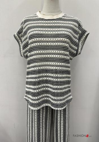 T-shirt in Cotone maniche corte girocollo Fantasia ricamata - ph 1