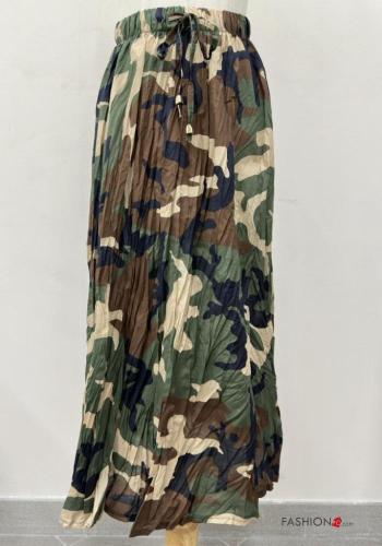 Gonna in Cotone lungo Fantasia camouflage con elastico - ph 1