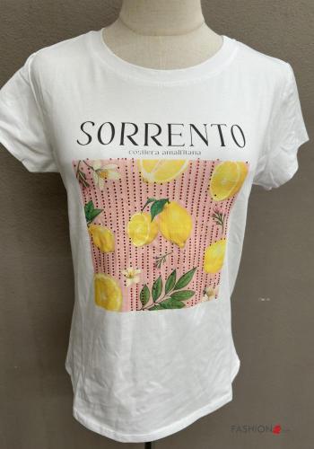 T-shirt de Algodón manga corta cuello redondo Diseño impreso - ph 1