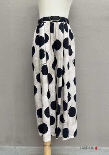 gepunktet wide leg Hose aus Leinen mit Gürtel mit gummizug mit Taschen - ph 1