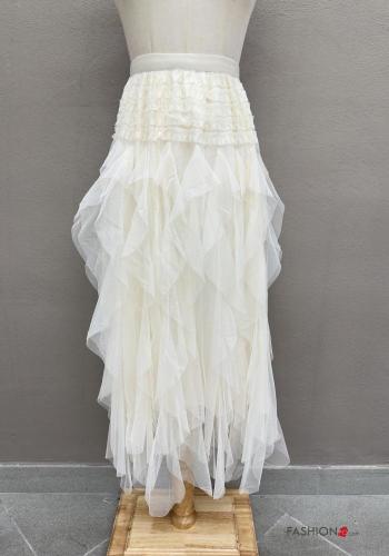 Gonna tulle vita alta Fantasia ricamata con fodera con elastico - ph 1