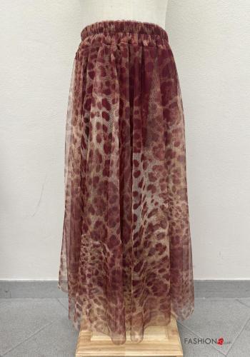 Gonna in Cotone tulle Fantasia animalier con fodera con elastico - ph 1