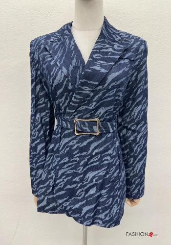 Giacca in Cotone maniche lunghe Fantasia camouflage con cintura scollo a V - ph 1