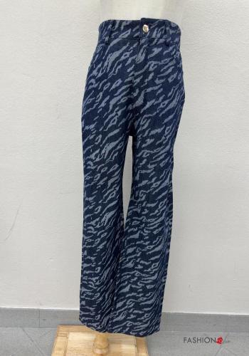 Tarnmuster Denim Jeans aus Baumwolle mit Knöpfen mit Reißverschluss mit Taschen - ph 1