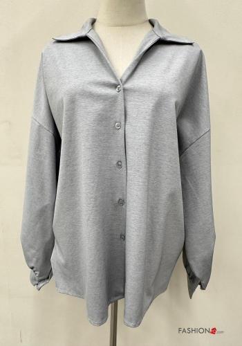 Camicia in Cotone maniche lunghe maniche a palloncino con colletto con bottoni