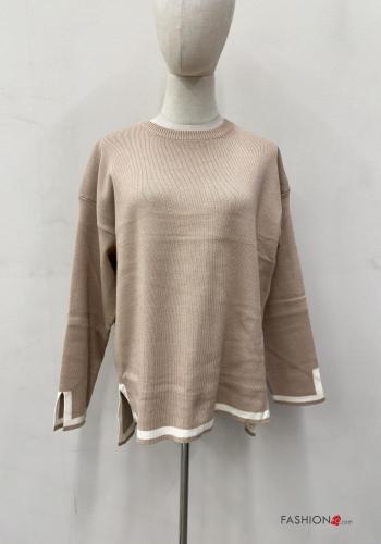 long sleeve crew neck Sweater with split - ph 1
