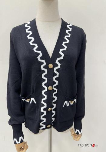 Cardigan with buttons with v-neck with pockets - ph 1