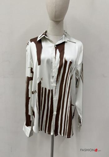 Chemise manches longues à collet Imprimé abstrait à boutons - ph 1