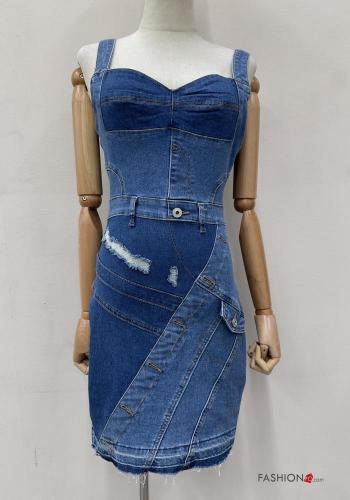 sleeveless pencil denim Cotton Dress
