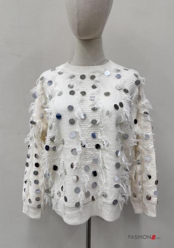 Maglione maniche lunghe girocollo con paillettes - ph 1
