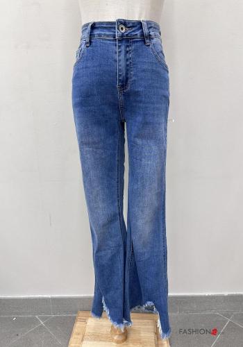 zerrissene destroyed Jeans aus Baumwolle mit Knöpfen mit Reißverschluss mit Taschen - ph 1