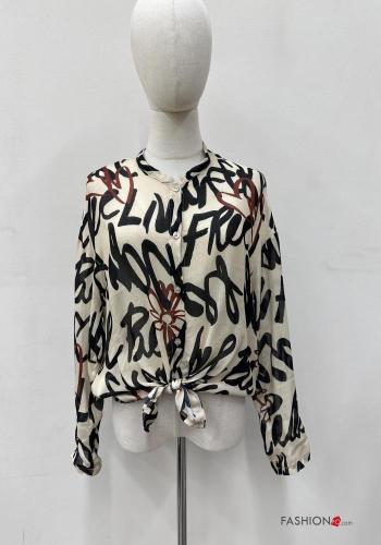 Chemise en Mélange de Laine manches longues Imprimé mixte à boutons - ph 1