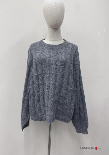 long sleeve crew neck Wool Mix Sweater - ph 1