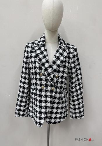 Hahnentritt Muster doppelreihig Jacke mit Knöpfen - ph 1