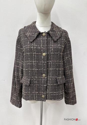 Tartan long sleeve with collar Cotton Jacket with buttons - ph 1