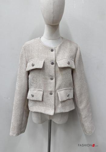 crew neck Jacket with buttons with rhinestones - ph 1