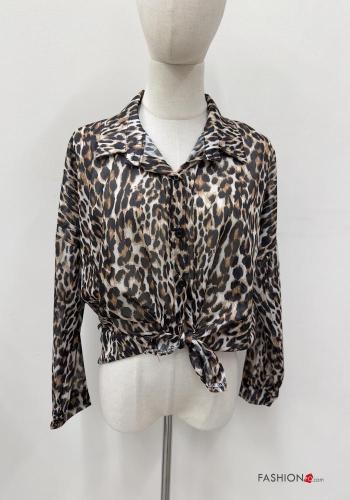 Animal print long sleeve with collar Shirt with buttons - ph 1