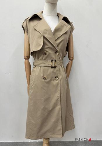 ärmellos Trenchcoat mit Knöpfen mit Taschen - ph 1