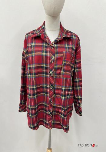 Camicia maniche lunghe con colletto Fantasia tartan con bottoni con tasche - ph 1