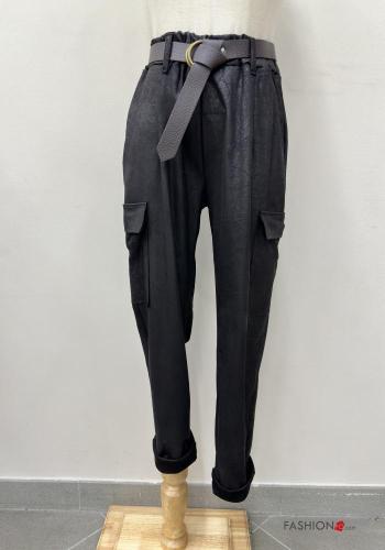 Hose mit Gürtel mit gummizug mit Taschen - ph 1