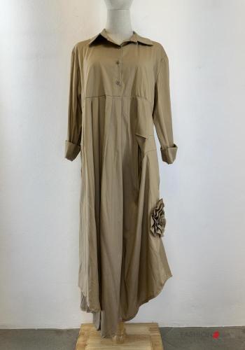 long with collar Cotton Dress with buttons
