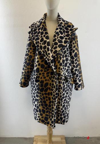 Cappotto Fantasia animalier con bottoni con tasche - ph 1