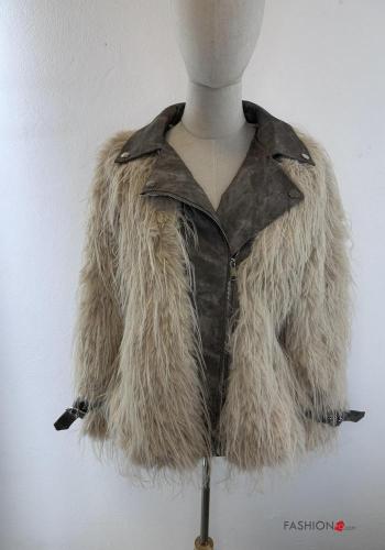faux fur with buckle Jacket with buttons with zip - ph 1
